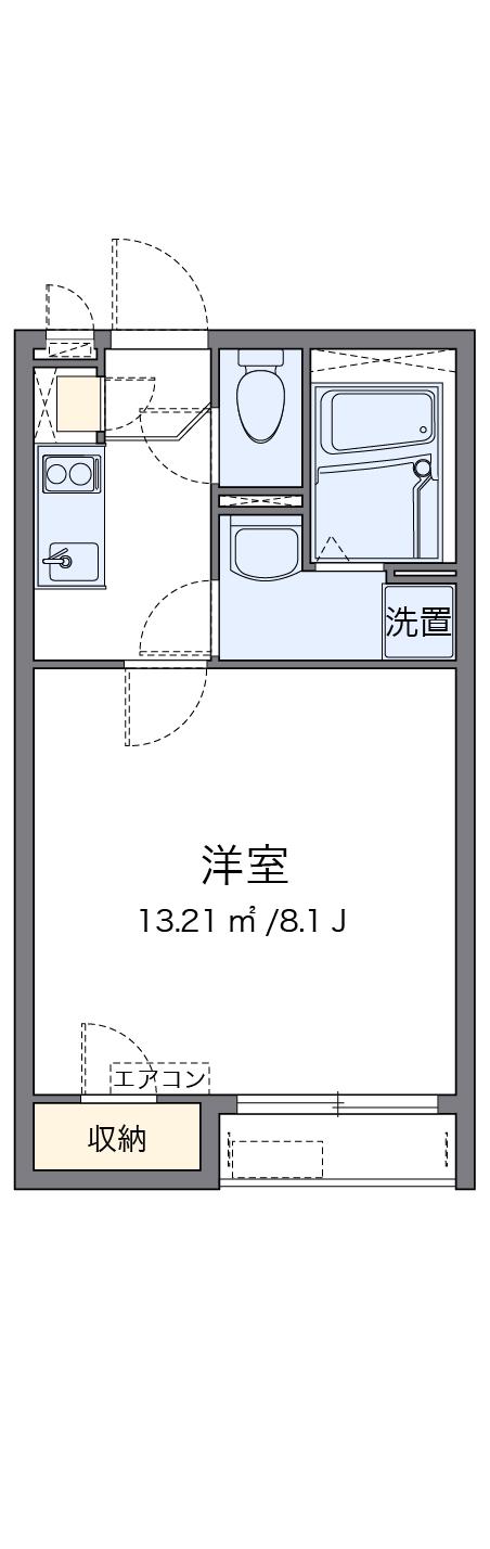 クレイノサニープレイス宮前平(1K/2階)の間取り写真