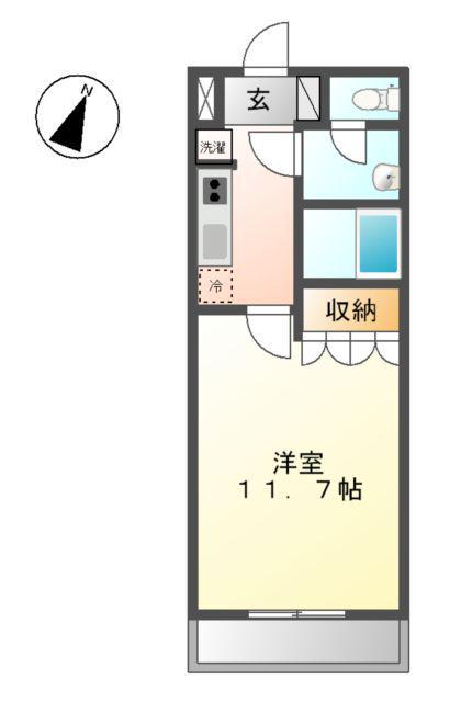 プレサスSⅡ(1K/1階)の間取り写真