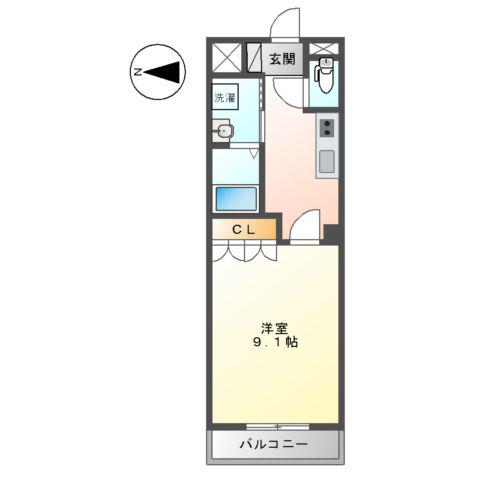 ローザ・オノモン(1K/3階)の間取り写真