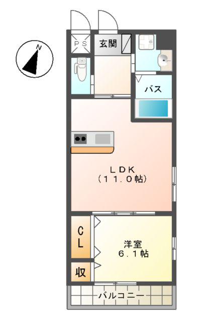アオイリオーサ(1LDK/2階)の間取り写真