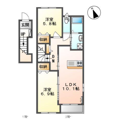 ベル グランツ(2LDK/2階)の間取り写真