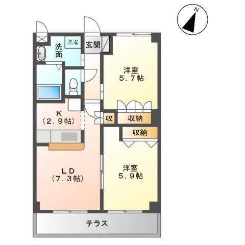 EVER SHINE SHONAN(2LDK/1階)の間取り写真