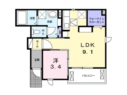 ソラーナD(1LDK/1階)の間取り写真