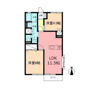 ドミールⅠ(2LDK/1階)の間取り写真