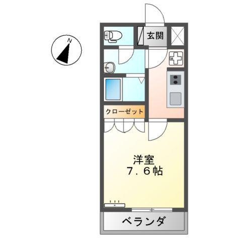 グランドコート(1K/2階)の間取り写真