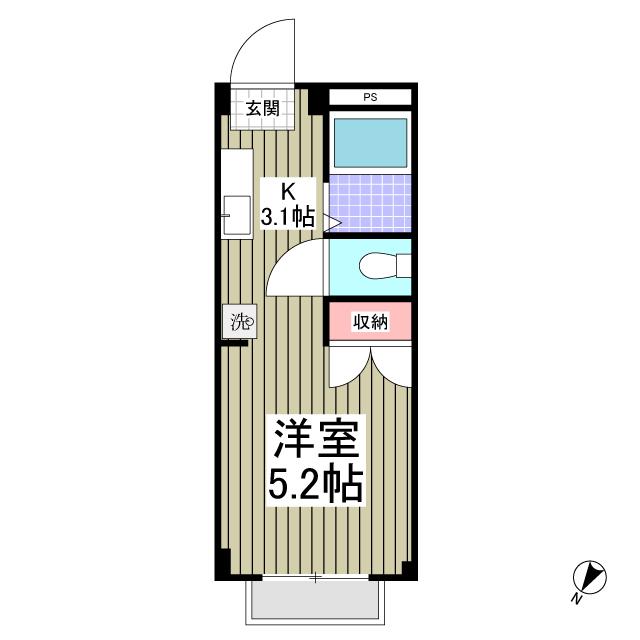 リエス厚木金田(1K/3階)の間取り写真