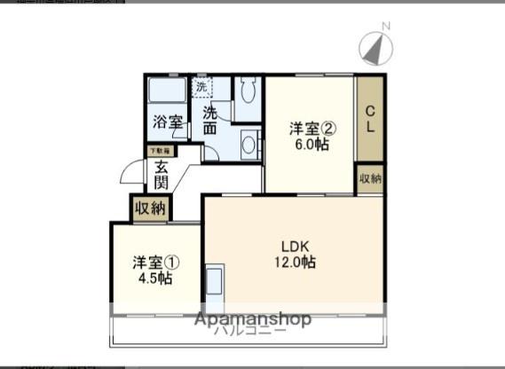 名瀬マンション(2LDK/1階)の間取り写真