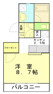 シェール ミント(1K/1階)の間取り写真
