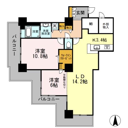 品川シーサイドビュータワー1(2LDK/29階)の間取り写真