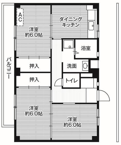 ビレッジハウス善部2号棟(3DK/1階)の間取り写真
