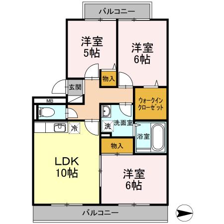 ヴォルス(3LDK/2階)の間取り写真