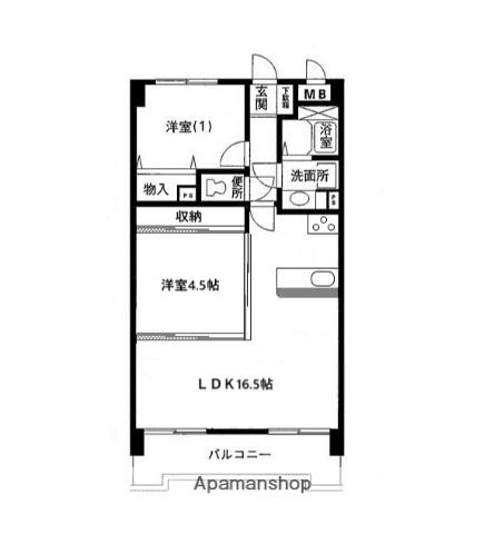 粟飯原マンション(2LDK/3階)の間取り写真