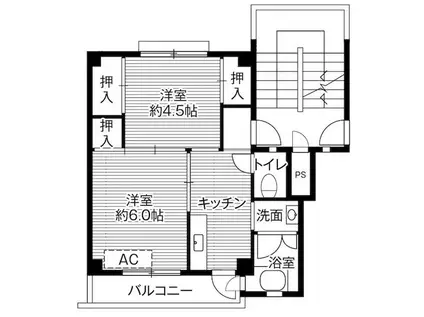 ビレッジハウス三田3号棟(2K/2階)の間取り写真