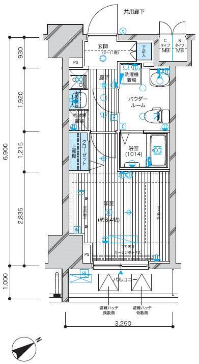 メインステージ蒲田Ⅵエグザ(1K/4階)の間取り写真