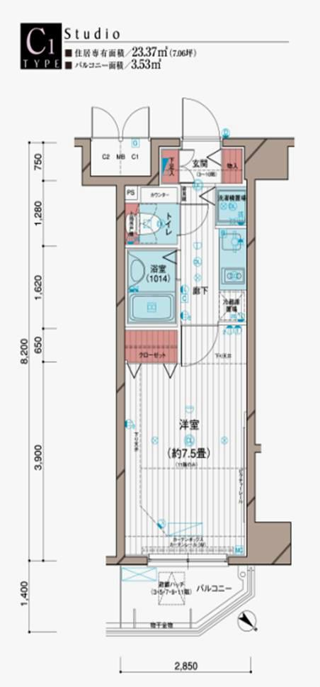 メインステージ五反田駅前 2階階 間取り