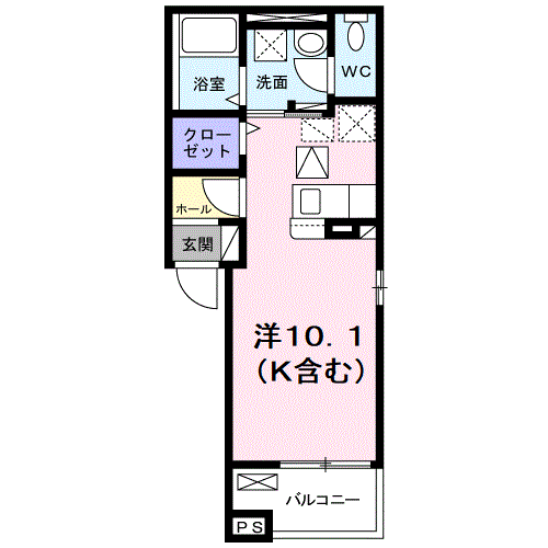 ミニオン パーク リア(ワンルーム/1階)の間取り写真