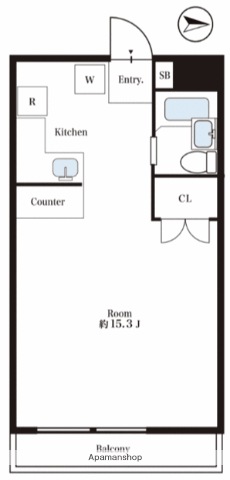 アーバンハイツ(ワンルーム/2階)の間取り写真