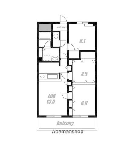 パークサイド長坂(3LDK/2階)の間取り写真