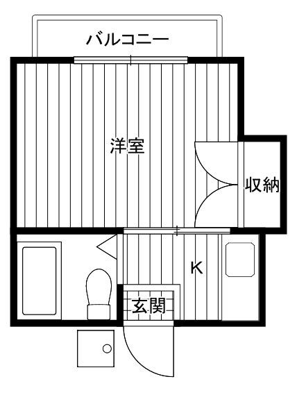 スカイハイツ(1K/2階)の間取り写真