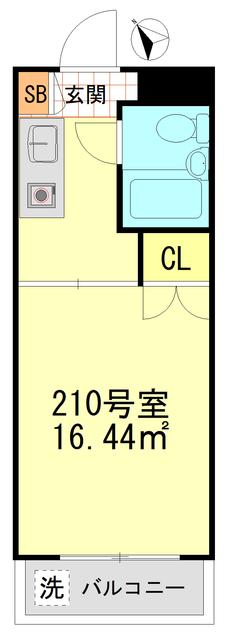 ハイタウン目黒(1K/2階)の間取り写真