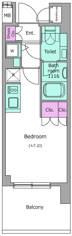 レジディア品川シーサイド(ワンルーム/7階)の間取り写真