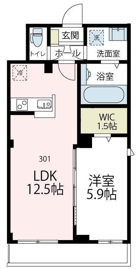 コーポ安岡Ⅱ(1LDK/3階)の間取り写真