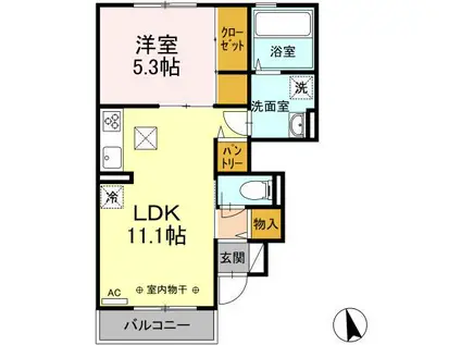 サニーサイド Ⅱ(1LDK/1階)の間取り写真