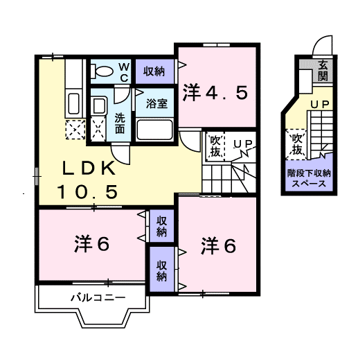フルールⅡ(3LDK/2階)の間取り写真