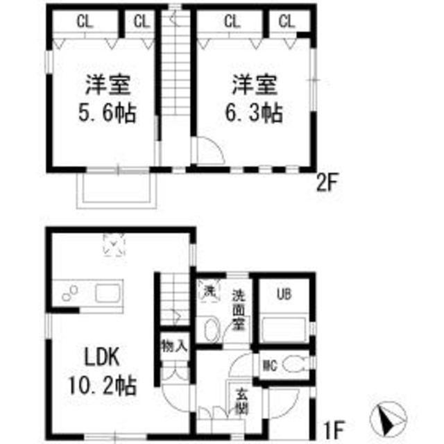 東海道本線 戸塚駅 バス乗車時間：7分 実方塚バス停で下車 徒歩2分 2階建 築12年(2LDK)の間取り写真