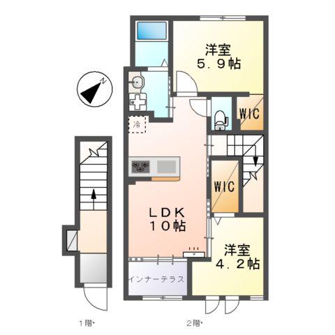 エターナル(2LDK/2階)の間取り写真