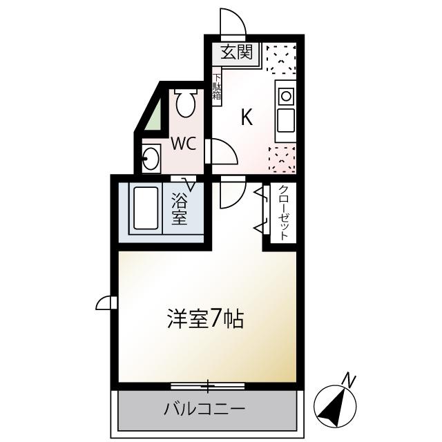 MQUARTO湘南海岸公園Ⅱ(1K/2階)の間取り写真