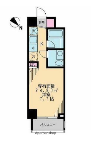 ハーモニーコート西鶴間(1K/3階)の間取り写真