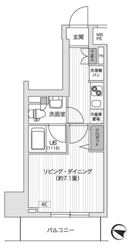 PRIMAL GOTANDA(1K/8階)の間取り写真