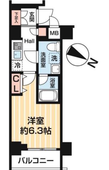 MAXIV BANDOBASHI TWIN イースト(1K/4階)の間取り写真