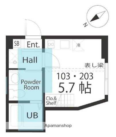 ハーミットクラブハウス井土ヶ谷3A号棟(ワンルーム/1階)の間取り写真