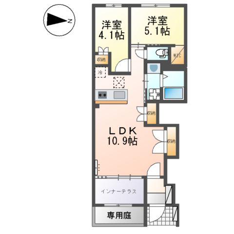 ワイズ カーサ(2LDK/1階)の間取り写真