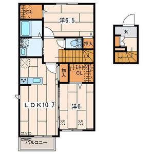 ハレマハナ(2LDK/2階)の間取り写真