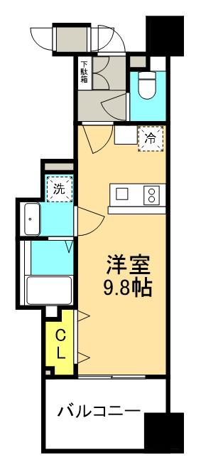 TOPAZ本厚木(ワンルーム/15階)の間取り写真
