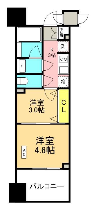 TOPAZ本厚木(2K/8階)の間取り写真