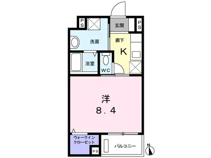 サニーメゾンオオハシ(1K/4階)の間取り写真