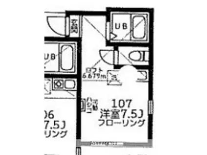 アークヒルズ横浜(ワンルーム/1階)の間取り写真