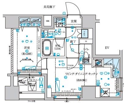 メインステージ横濱真金町(1LDK/5階)の間取り写真