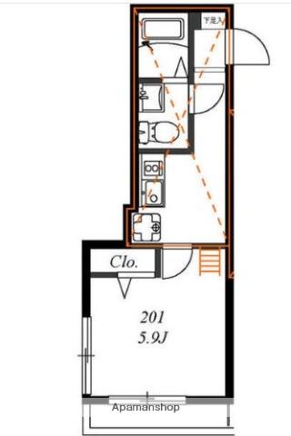エルソール羽沢(1K/2階)の間取り写真