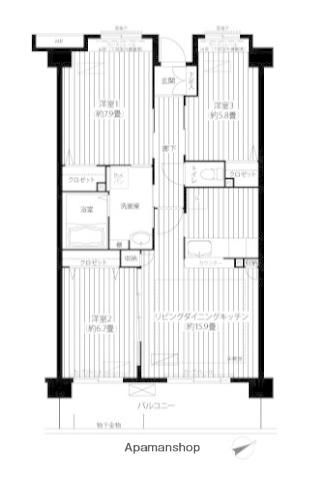 コーポレート東戸塚(3LDK/2階)の間取り写真