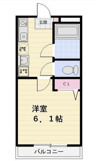 ル・シエル砂押橋(1K/1階)の間取り写真