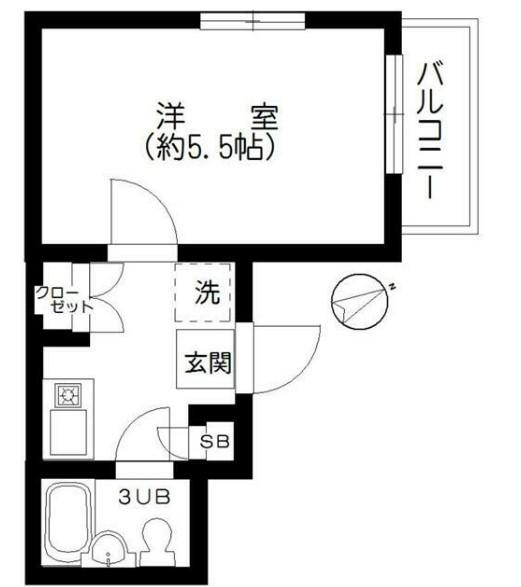 クレイドル戸塚(1K/2階)の間取り写真