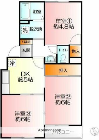 横浜上郷ハイツ(3K/2階)の間取り写真