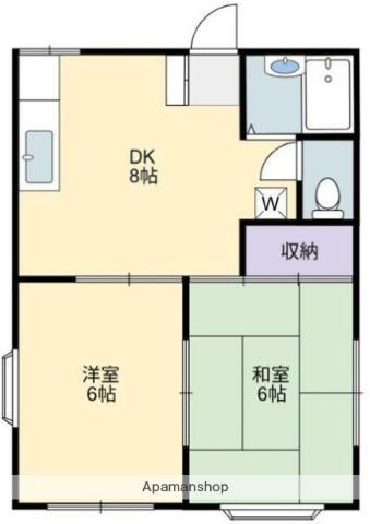 コスモヒルABC(2DK/1階)の間取り写真