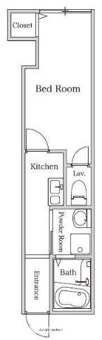 ソフィアエヌ湘南平塚(1K/2階)の間取り写真