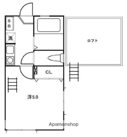 G・Aタウン県立大学Ⅱ(1K/2階)の間取り写真